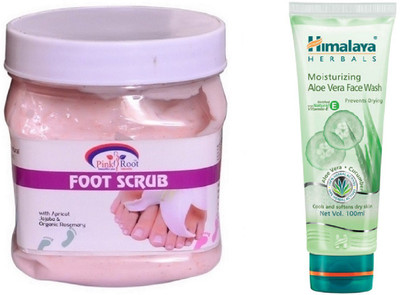 

Pink Root FOOT SCRUB 500ML WITH HIMALAYA ALOE VERA FACE WASH(Set of 2)