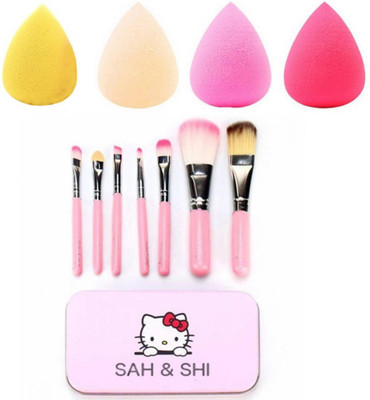 

Sah&Shi Oval Shape Makeup Foundation Brush with Washable Sponge/Puff Set of 4(Set of 2)