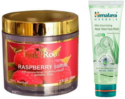 

Pink Root RASPBERRY SCRUB 100G WITH HIMALAYA ALOE VERA FACE WASH(Set of 2)