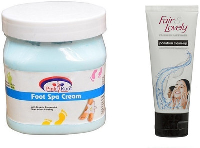 

Pink Root FOOT SPA CREAM 500ML WITH FAIR & LOVELY POLLUTION CLEAN-UP FACE WASH(Set of 2)