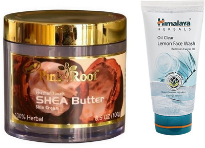 

Pink Root SHEA BUTTER CREAM 100G WITH HIMALAYA LEMON FACE WASH(Set of 2)