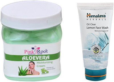 

Pink Root ALOEVERA CREAM 500ML WITH HIMALAYA LEMON FACE WASH(Set of 2)