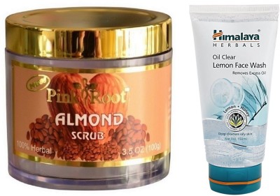 

Pink Root ALMOND SCRUB 100G WITH HIMALAYA LEMON FACE WASH(Set of 2)