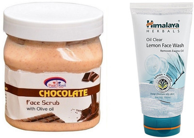 

Pink Root CHOCOLATE SCRUB 500ML WITH HIMALAYA LEMON FACE WASH(Set of 2)