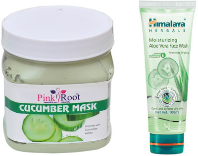 

Pink Root CUCUMBER MASK 500ML WITH HIMALAYA ALOE VERA FACE WASH(Set of 2)