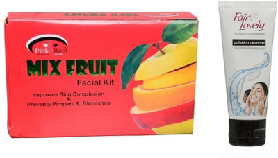 

Pink Root MIX FRUIT KIT 83G WITH FAIR & LOVELY POLLUTION CLEAN-UP FACE WASH(Set of 2)
