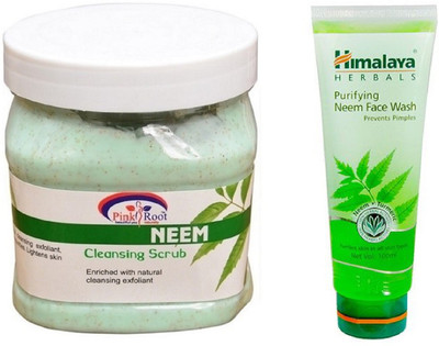 

Pink Root NEEM SCRUB 500ML WITH HIMALAYA NEEM FACE WASH(Set of 2)