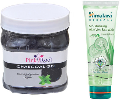 

Pink Root CHARCOAL GEL 500ML WITH HIMALAYA ALOE VERA FACE WASH(Set of 2)