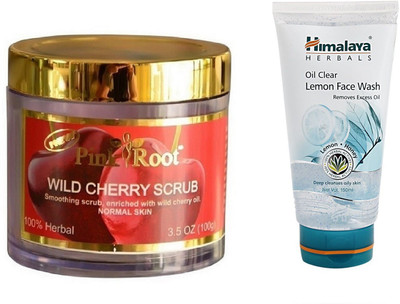 

Pink Root WILD CHERRY SCRUB 100G WITH HIMALAYA LEMON FACE WASH(Set of 2)