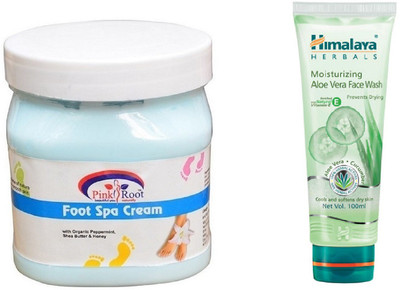 

Pink Root FOOT SPA CREAM 500ML WITH HIMALAYA ALOE VERA FACE WASH(Set of 2)