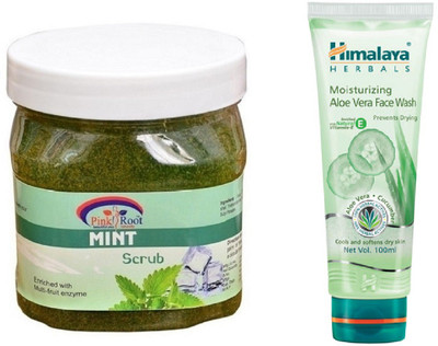 

Pink Root MINT SCRUB 500ML WITH HIMALAYA ALOE VERA FACE WASH(Set of 2)