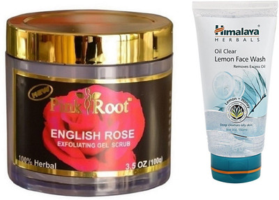 

Pink Root ENGLISH ROSE SCRUB 100G WITH HIMALAYA LEMON FACE WASH(Set of 2)