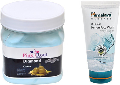 

Pink Root DIAMOND CREAM 500ML WITH HIMALAYA LEMON FACE WASH(Set of 2)
