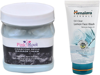 

Pink Root CHARCOAL CREAM 500ML WITH HIMALAYA LEMON FACE WASH(Set of 2)