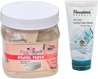 

Pink Root PEARL MASK 500ML WITH HIMALAYA LEMON FACE WASH(Set of 2)