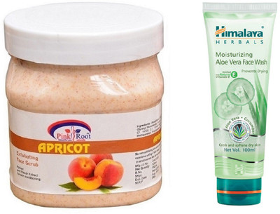 

Pink Root APRICOT SCRUB 500ML WITH HIMALAYA ALOE VERA FACE WASH(Set of 2)