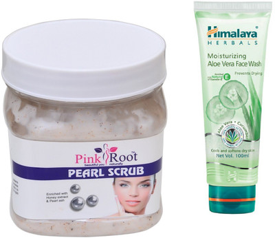 

Pink Root PEARL SCRUB 500ML WITH HIMALAYA ALOE VERA FACE WASH(Set of 2)