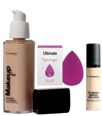 

Ultimate Sponge Puff With mac Makeup Pro Long Wear Spf 10 Foundation With Pro Long Wear Concealer(Set of 3)