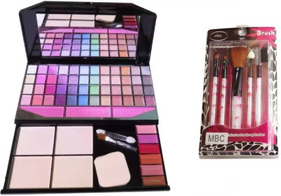 

jollity Make Up Brush Set Of 5 And 590 Best Quality Eye Shadow Of 48 Colors.(Set of 2)