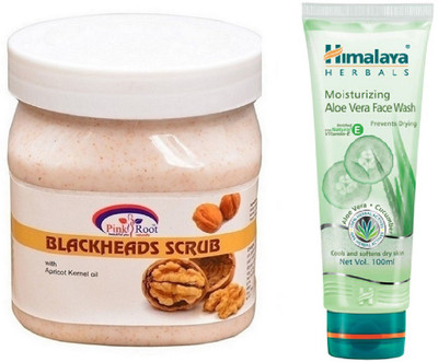 

Pink Root BLACKHEADS SCRUB 500ML WITH HIMALAYA ALOE VERA FACE WASH(Set of 2)