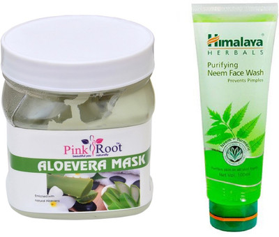

Pink Root ALOEVERA MASK 500ML WITH HIMALAYA NEEM FACE WASH(Set of 2)