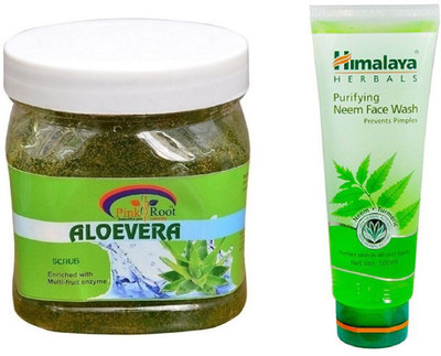 

Pink Root ALOEVERA SCRUB 500ML WITH HIMALAYA NEEM FACE WASH(Set of 2)