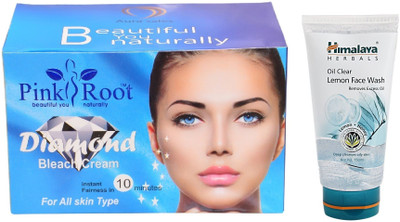 

Pink Root DIAMOND BLEACH 250G WITH HIMALAYA LEMON FACE WASH(Set of 2)