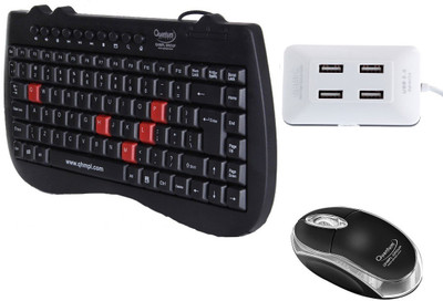 

Hi-Tech 7309B/222 Wired USB Mouse,Mini Keyboard & USB 4 Port Hub Combo Combo Set