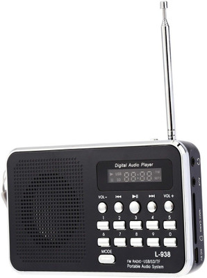 CRETO L-938 Portable Radio FM Music Player With Digital Display Support USB, aux and memory card FM Radio(Black)