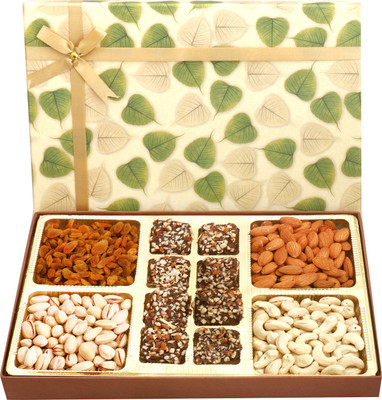 

Ghasitaram Gifts Chocolates- Green Leaf Dryfruits and 8 pcs English Brittle Chocolate Box Combo(6)
