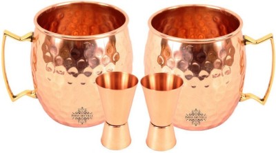 IndianArtVilla (Pack of 4) IAV-CB-1-808 Glass Set Water/Juice Glass(1160 ml, Brass, Brown)