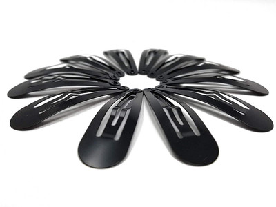

KashQueen Everyday-Use Matte-Based Polished Metal Premium Snap Hair Clips for Women/Girls/Kids(Pack of 12) Tic Tac Clip(Black)