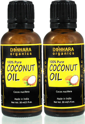 

Donnara Organics 100% Pure & Natural Virgin Coconut oil Combo pack of 2 bottles of 30 ml(60 ml) Hair Oil(60 ml)