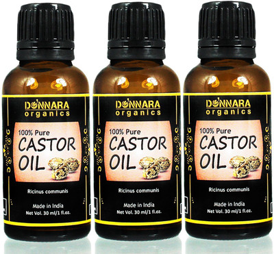 

Donnara Organics 100% Pure & Natural Cold Pressed Castor oil Combo pack of 3 bottles of 30 ml(90 ml) Hair Oil(90 ml)