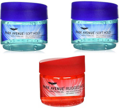 

Park Avenue Hair Gel, 1 Rugged Hold + 2 Soft Hold 300g x 3 Pack Of 3 Gel(900 g)