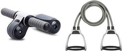 Lord Double Toning Tube And Foldable Abdominal Roller Wheel Gym & Fitness Kit