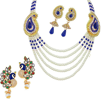 JEWELS GURU Alloy Gold-plated White Jewellery Set(Pack of 1)