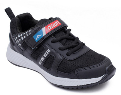 

Asian Boys Lace Running Shoes(Black, Black white