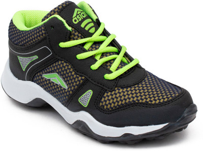 

Asian Boys Lace Running Shoes(Black, Black green