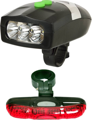 

FurMito Super Bright Front Multi Sound Horn With 5 Mode Safety Tail LED Front Rear Light Combo(Black, Red), Red;white