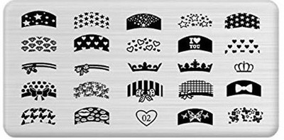 

SYGA 1 Piece Heart_02 Style Nail Plates Nail Art Image Stamping Plates Nail Sticker(Silver)