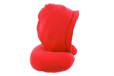 

House of Quirk Travel Neck Hoodie Pillow with Ear Plugs And Eye Mask - Red Neck Pillow & Eye Shade(Red)