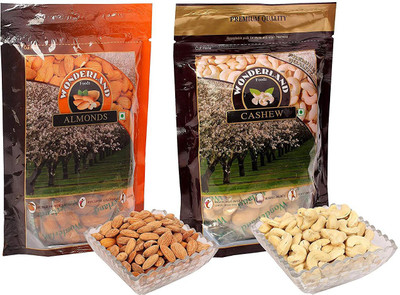 

Wonderland Almonds & Cashews Combo Pack Of 2 (200g Each) Almonds, Cashews(400 g, Pouch)