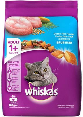

Whiskas adult ocean fish flavour cat food Fish 480 g Dry Cat Food