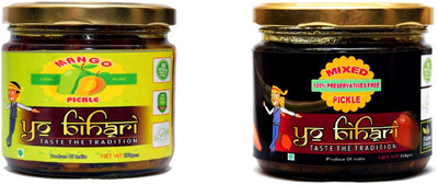 

YO BIHARI Mango and Mixed Pickle combo/Homemade pickle Mango, Mixed Vegetable Pickle(500 g, Pack of2)