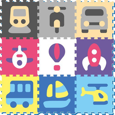 

Sunta Educational Vehicle Pop Up Puzzle mats Eva Non Toxic. 9 Interlocking Tiles ( Each 1.37Ftx1.37Ftx10mm)(1 Pieces)