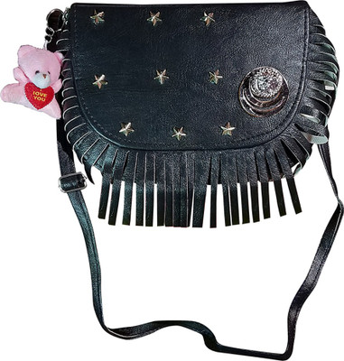 

Taskeeno Girls Evening/Party, Casual, Formal Black Leatherette Sling Bag