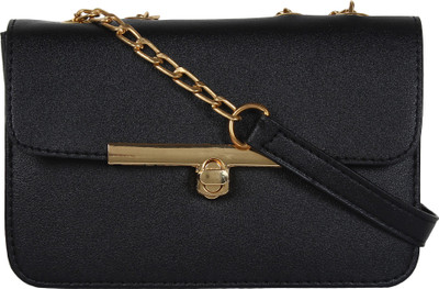 

vamsum Women Evening/Party, Casual Black PU Sling Bag