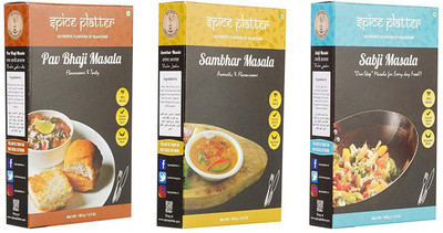 

Spice Platter Party Food Spice Mixes : Pav Bhajji Masala, Sambhar Masala & Sabji Masala(3 x 100 g)