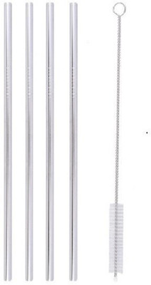 

Earth Star Straight Drinking Straw(Silver, Pack of 5)